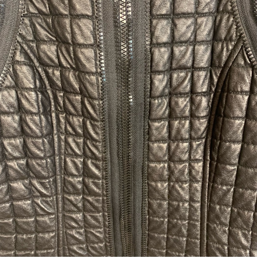 Javier Simorra Barcelona Vegan Faux Leather Quilted Zipper Track Detail Vest - Picture 9 of 14